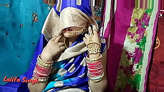 indian hindu girl in suhagrat in sari on bed first nite