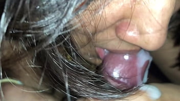 deepthroat face fuck cum inside her mouth