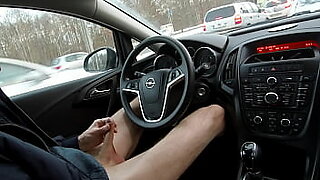 teen flasing tits in car