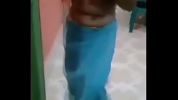 indian aunty after bathed saree stripping