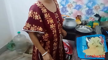 mom and son enjoy in kitchen