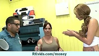 unwilling wife forced to pay husbands debt and they cum in her