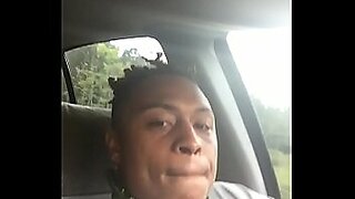 ebony sucks in car