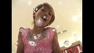 2 cute schoolbaby in uniform covering bodies with jelly rubbing boobs in the bath tube